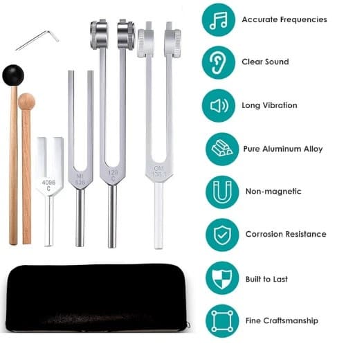Tuning Fork Set of 4 (128Hz-4096Hz) | Sound Therapy Kit