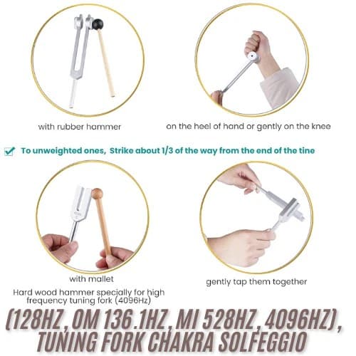 Sound healing tuning fork set with 4 frequencies