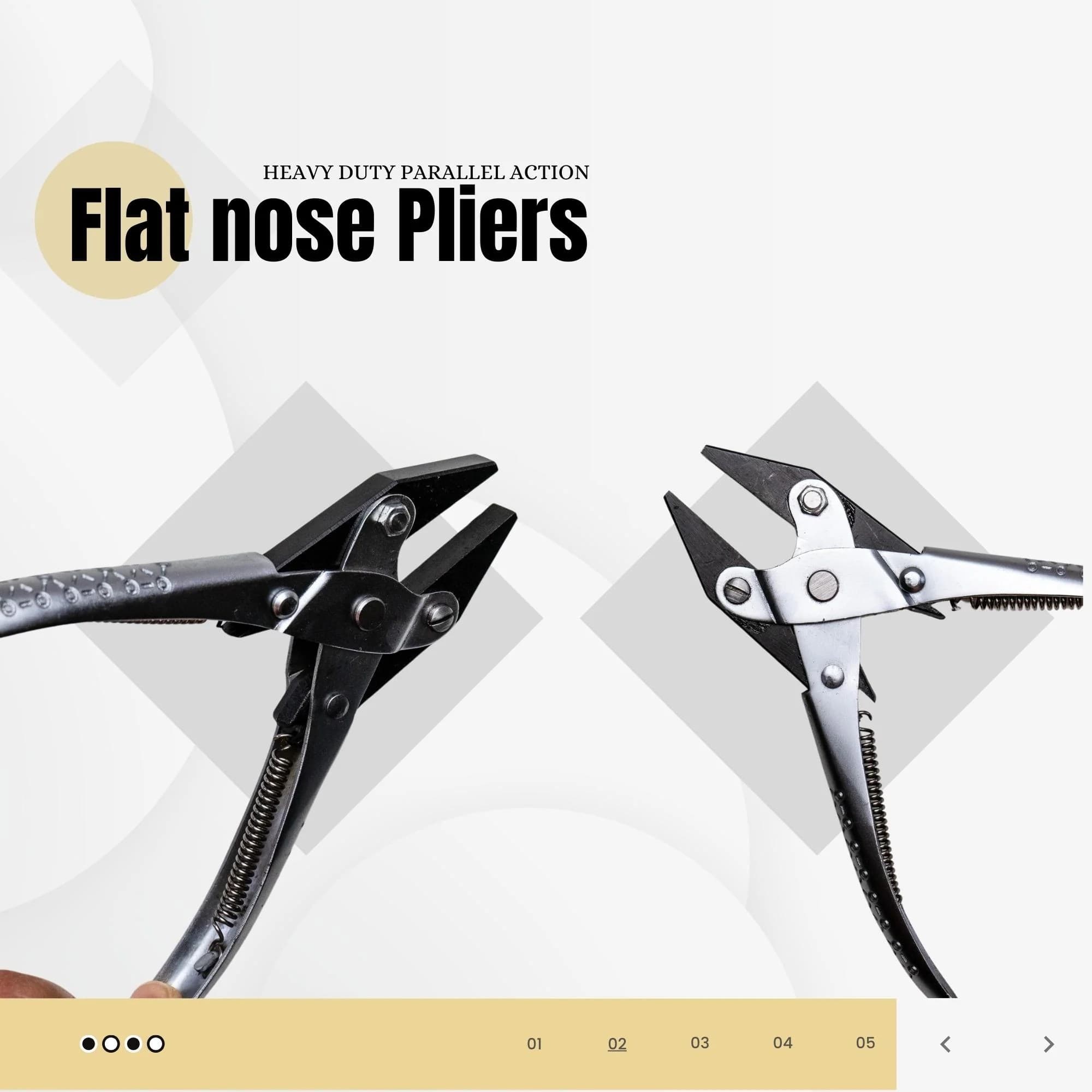 Black anodized parallel pliers with nickel handles