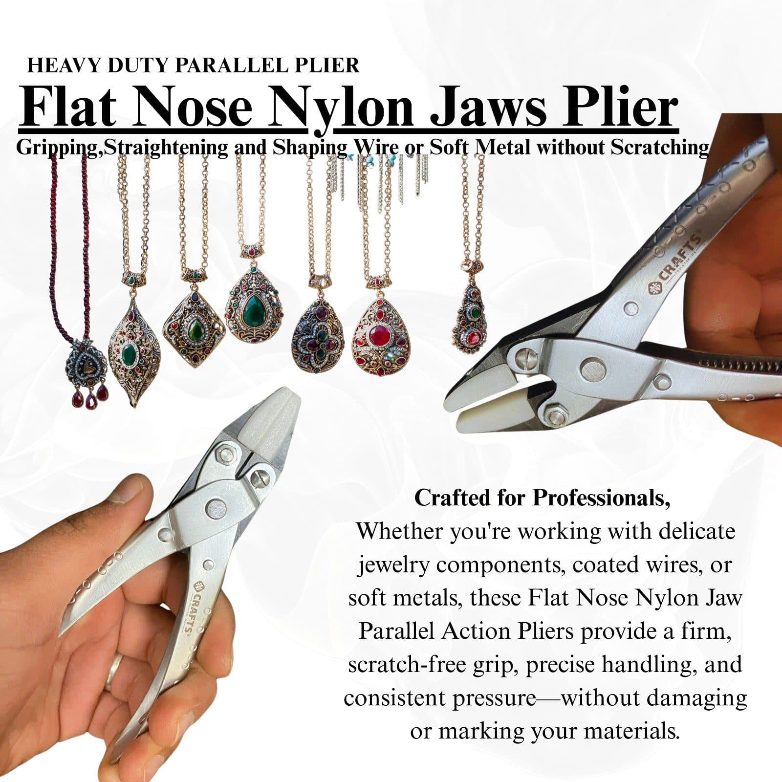 Close-up of nylon jaw tips on parallel pliers