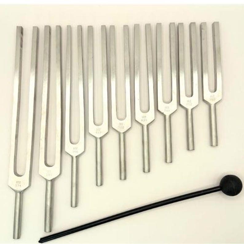 Chakra healing tuning forks with Solfeggio frequencies
